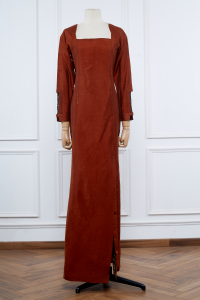 Rusty red cotton gown by Jayati Goenka (1)