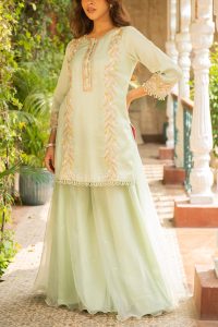 Sea green embellished sharara set by Ajiesh Oberoi (2)