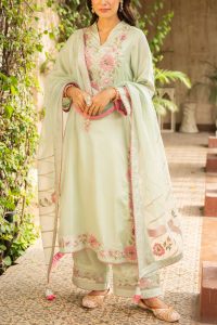 Sea green embroidery kurta set by Ajiesh Oberoi (1)