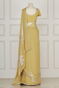 Yellow floral embroidery saree set by Adarsh Gill (3)