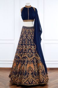 Blue floral embroidered lehenga set by Shantanu & Nikhil (1)