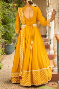 Mustard floral embroidered anarkali set by Ajiesh Oberoi (2)