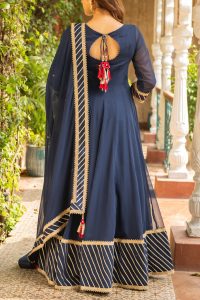 Navy blue floral embroidery anarkali set by Ajiesh Oberoi (2)