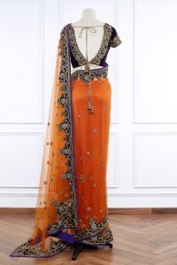 Orange embroidered saree set by Vikram Phadnis (2)