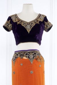 Orange embroidered saree set by Vikram Phadnis (3)