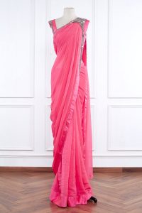 Pink embellished pre-stiched saree set by Gaurav Gupta (1)