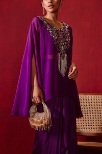 Purple embroidered cape and skirt set by Ajiesh Oberoi (3)