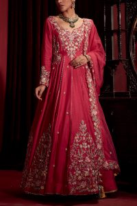 Rani pink embroidered anarkali set by Ajiesh Oberoi (1)