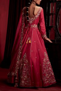 Rani pink embroidered anarkali set by Ajiesh Oberoi (2)