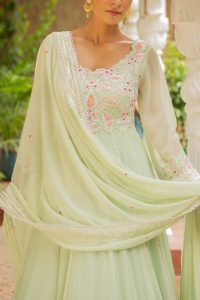 Sea green floral embroidery anarkali set by Ajiesh Oberoi (3)