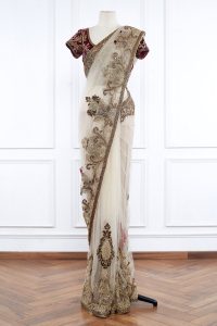 White floral embroidered saree set by Varun Bahl (2)